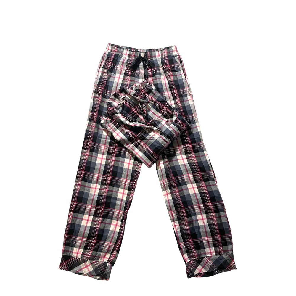 Plaid Pajama Set Pink Black Metallic Silver XS Regular 2 Piece Victorias Secret